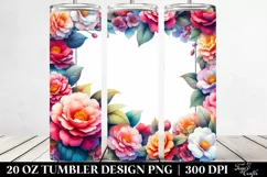 Colorful Watercolor Camellia Frame | 20 oz Tumbler Product Image 2