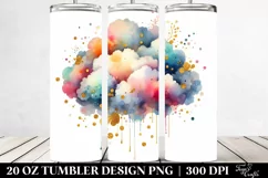Colorful Watercolor Cloud with Golden Foil | 20 oz Tumbler Product Image 2