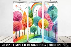 Colorful Watercolor Whimsical Rainbow Trees | 20 oz Tumbler Product Image 2