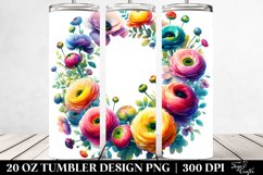 20 Oz Tumbler Sublimation | Colorful Ranunculus Frame Product Image 2