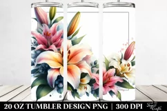 Colorful Lily, White Background 20 Oz Tumbler Product Image 2