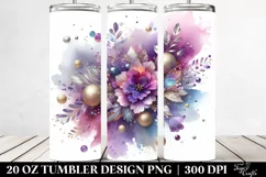 Colorful Purple Watercolor Splash with Silver Foil | 20 oz Product Image 2
