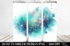 Colorful Cyan Watercolor Particles Texture | 20 Oz Tumbler Product Image 2