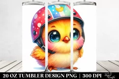 20 Oz Tumbler Sublimation | Smiling Baby Chicken with Paper Product Image 2