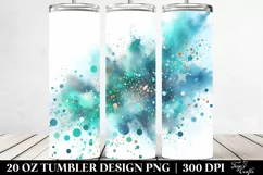 Colorful Cyan Watercolor Particles Texture | 20 Oz Tumbler Product Image 2