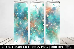 Colorful Cyan Watercolor Particles Texture | 20 Oz Tumbler Product Image 2