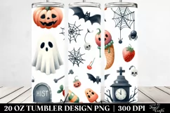 Watercolor Halloween Funny Clipart with Cobweb, 20 Oz Product Image 2