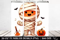 Watercolor Halloween Funny Clipart with Mummy, 20 Oz Tumbler Product Image 2