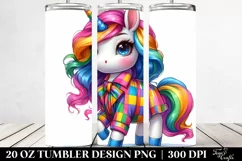 Watercolor Vibrant Drawing Cute Unicorn | 20 oz Tumbler Product Image 2