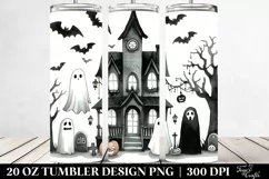 Watercolor Halloween Funny Clipart with Haunted House, 20 Oz Product Image 2