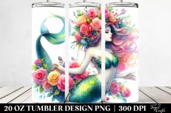Playing Mermaid Floral | 20 oz Tumbler Product Image 2