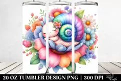 Colorful Watercolor Cute Baby Snail Sleeping | 20 Oz Tumbler Product Image 2