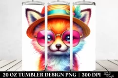 Layered Watercolor Cute Baby Fox with Sunglasses | 20 Oz Product Image 2