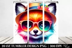 Layered Watercolor Cute Baby Fox with Sunglasses | 20 Oz Product Image 2