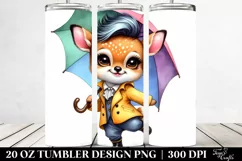 Watercolor Vibrant Baby Deer Dancing with Raincoat, 20 Oz Product Image 2