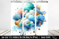 Colorful Blueish Watercolor Cloud | 20 Oz Tumbler Product Image 2