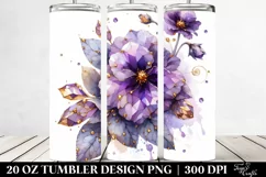 20 Oz Tumbler Sublimation | Watercolor Violet with Diamond Product Image 2