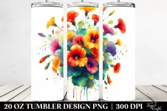 Vibrant Abstract Watercolor Bouquet with Nasturtium | 20 Oz Product Image 2