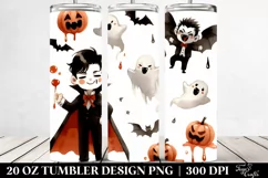 Watercolor Halloween Funny Clipart with Vampire, 20 Oz Product Image 2