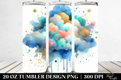 Colorful Blueish Watercolor Cloud | 20 Oz Tumbler Product Image 2