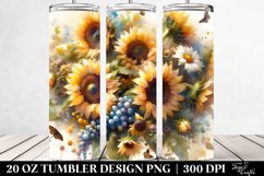 Washed Sunflowers Tumbler Design | 20 oz Tumbler Product Image 2