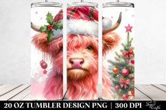 Cute Watercolor Pink Highland Cow 20 Oz Tumbler Product Image 2