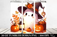 Digital Painting Ghost Lantern Pumpkin | 20 oz Tumbler Product Image 2