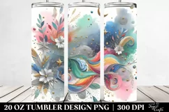 Colorful Watercolor Background With Silver Foil | 20 Oz Product Image 2
