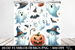 Watercolor Halloween Funny Clipart with Ghost, 20 Oz Tumbler Product Image 2