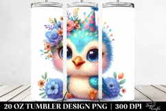 Colorful Watercolor Small Baby Peacock with Party Hat | 20 Product Image 2