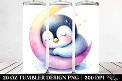Cute Baby Penguin Sleeping on Moon | 20 Oz Tumbler Product Image 2