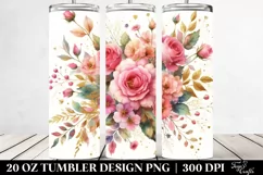 Colorful Abstract with Small Pink Roses and Gold | 20 oz Product Image 2