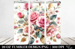 Colorful Pink Roses Gold Insertions | 20 oz Tumbler Product Image 2