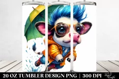 Watercolor Vibrant Baby Cow Jumping with Raincoat, 20 Oz Product Image 2