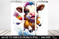 Watercolor Vibrant Baby Cow Jumping with Raincoat, 20 Oz Product Image 2