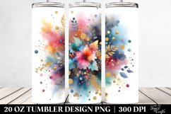 Colorful Watercolor Splash with Golden Foil | 20 Oz Tumbler Product Image 2