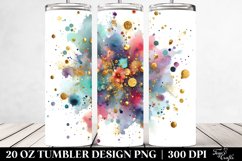 Colorful Watercolor Splash with Golden Foil | 20 Oz Tumbler Product Image 2