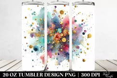 Colorful Watercolor Splash with Golden Foil | 20 Oz Tumbler Product Image 2