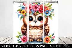 Cartoon-Style Owl Flower Crown | 20 oz Tumbler Product Image 2
