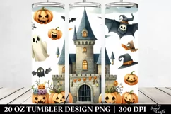 Watercolor Halloween Funny Clipart with Castle, 20 Oz Product Image 2