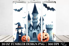 Watercolor Halloween Funny Clipart with Castle, 20 Oz Product Image 2