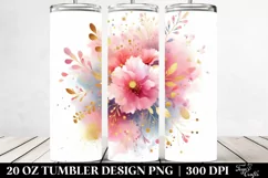 Colorful Pinkish Watercolor Splash with Golden Foil | 20 Oz Product Image 2