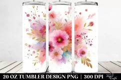 Colorful Pinkish Watercolor Splash with Golden Foil | 20 Oz Product Image 2