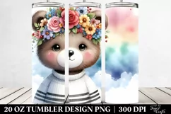 Cartoon-Style Bear Flower Crown | 20 oz Tumbler Product Image 2