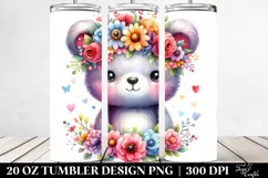 Cartoon-Style Bear Flower Crown | 20 oz Tumbler Product Image 2