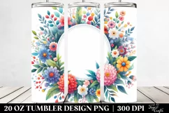 Colorful Watercolor Seal Floral Frame | 20 Oz Tumbler Product Image 2