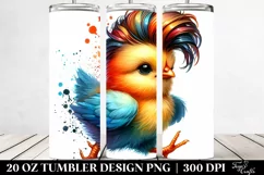Watercolor Vibrant Baby Chicken Running with Cool Haircut, Product Image 2