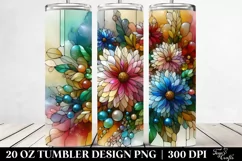 Colorful Glossy Stained Chrysanthemum | 20 oz Tumbler Product Image 2