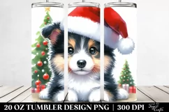 Collie with Santa Hat and Christmas Tree PNG Product Image 2