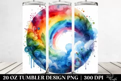 Colorful Watercolor Abstract Rainbow | 20 Oz Tumbler Product Image 2